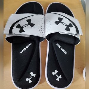 Under Armor Men's Ignite VI slides in black and white size 12